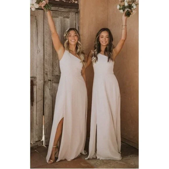 Show Me Your Mumu Shannon One Shoulder Dress Show Me The Ring Crisp  (champagne)